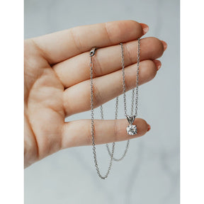 Round Brilliant Diamond Solitaire Platinum Necklace