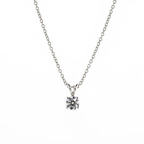 Round Brilliant Diamond Solitaire Platinum Necklace