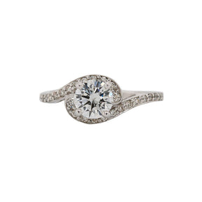Round Brilliant Cut Diamond Bypass Swirl Ring