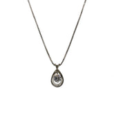 14K White Gold Round Floating Diamond Necklace and Box Chain