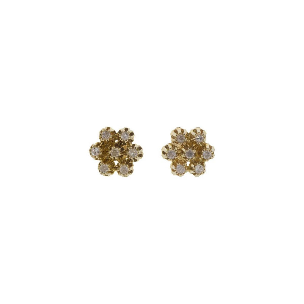 Single Cut Diamond Cluster Stud Earrings