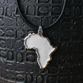Sterling Silver African Pendant Necklace In Stone Finish