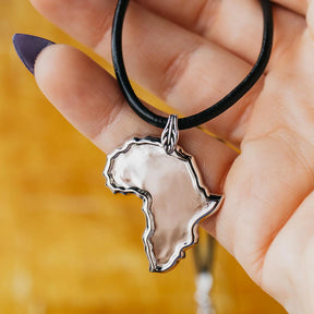 Sterling Silver African Pendant Necklace In High Polish