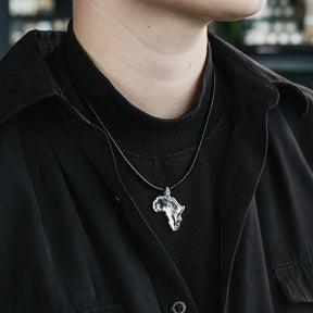 Sterling Silver African Pendant Necklace In High Polish