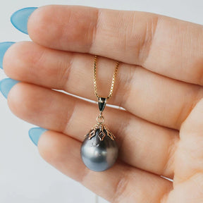 Tahitian Teardrop Pearl 14K Yellow Gold Pendant Necklace