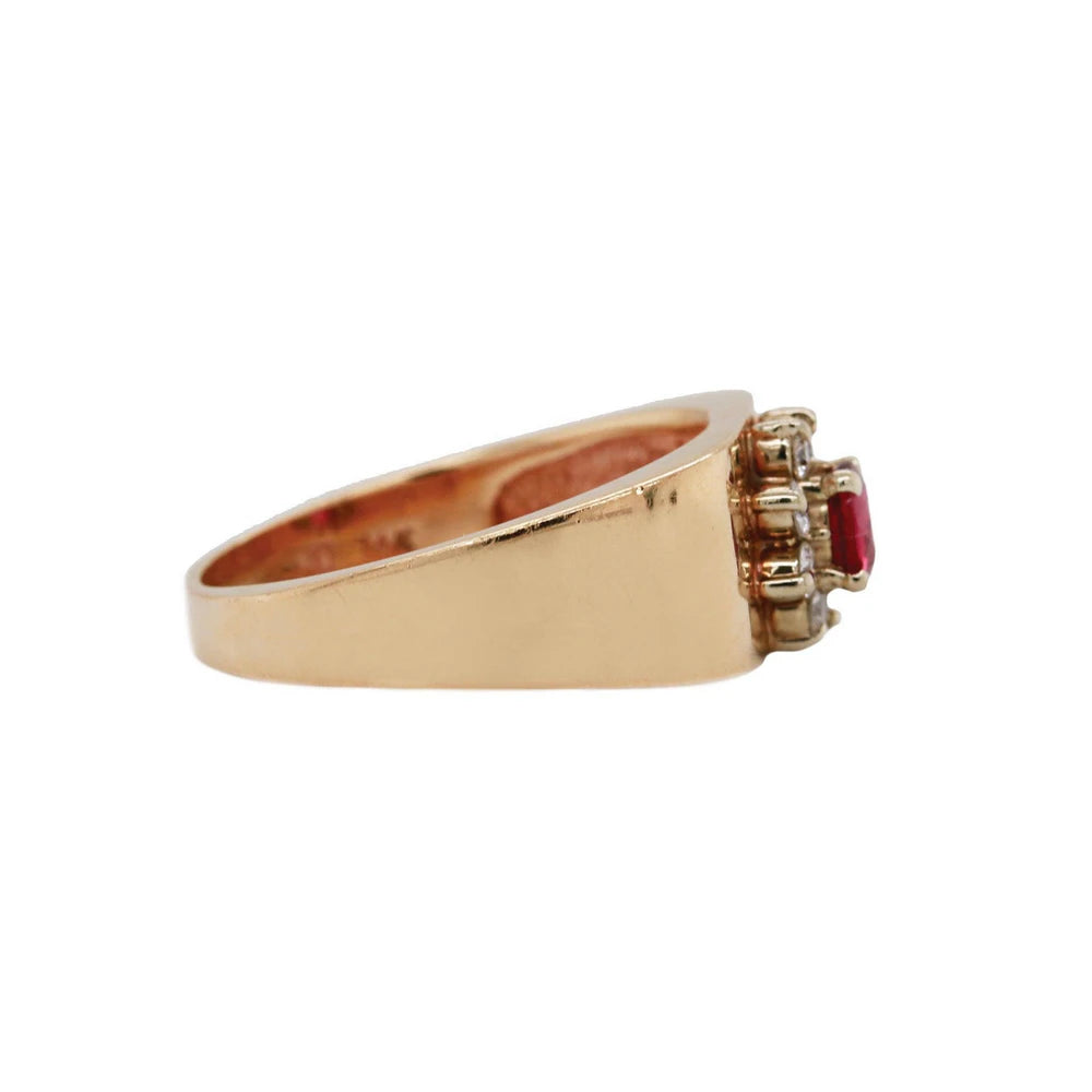Thai Natural Ruby & Diamond Halo Floral Ring