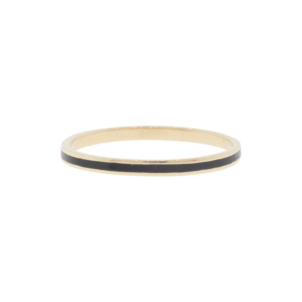 Thin Black Enamel Inlayed Wedding Band