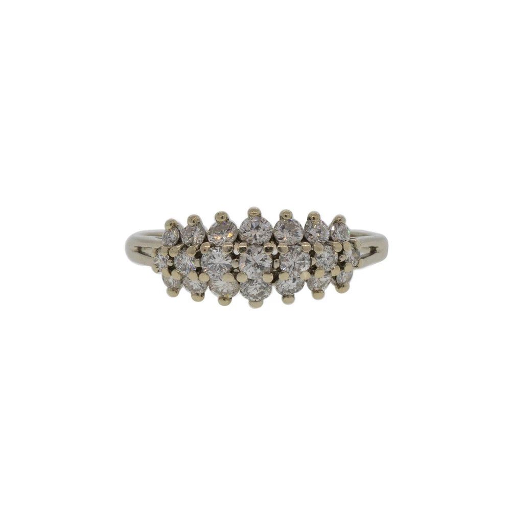 Three Line Diamond and White Gold Ring