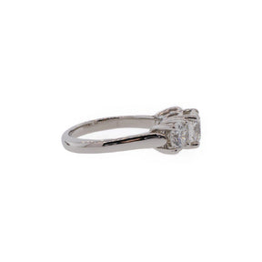 Three-Stone Round Brilliant Diamond & Platinum Engagement Ring
