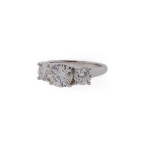 Three-Stone Round Brilliant Diamond & Platinum Engagement Ring