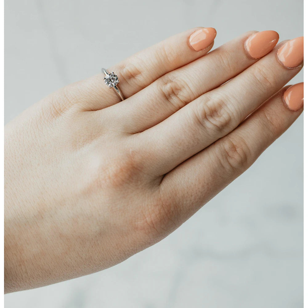 Traditional Four-Prong Diamond White Gold Solitaire Ring