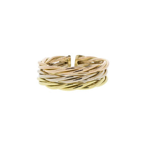 18K Tri-Tone Twisted Cuff Ring