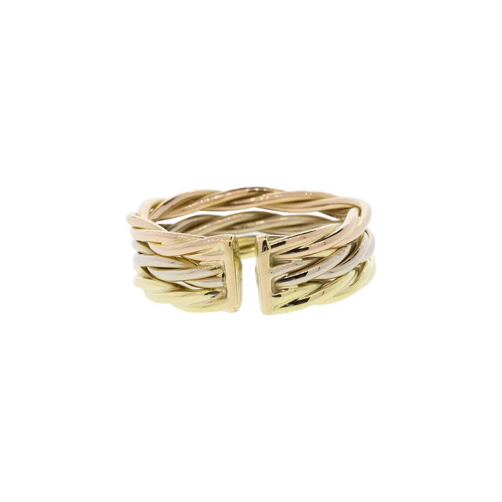 18K Tri-Tone Twisted Cuff Ring