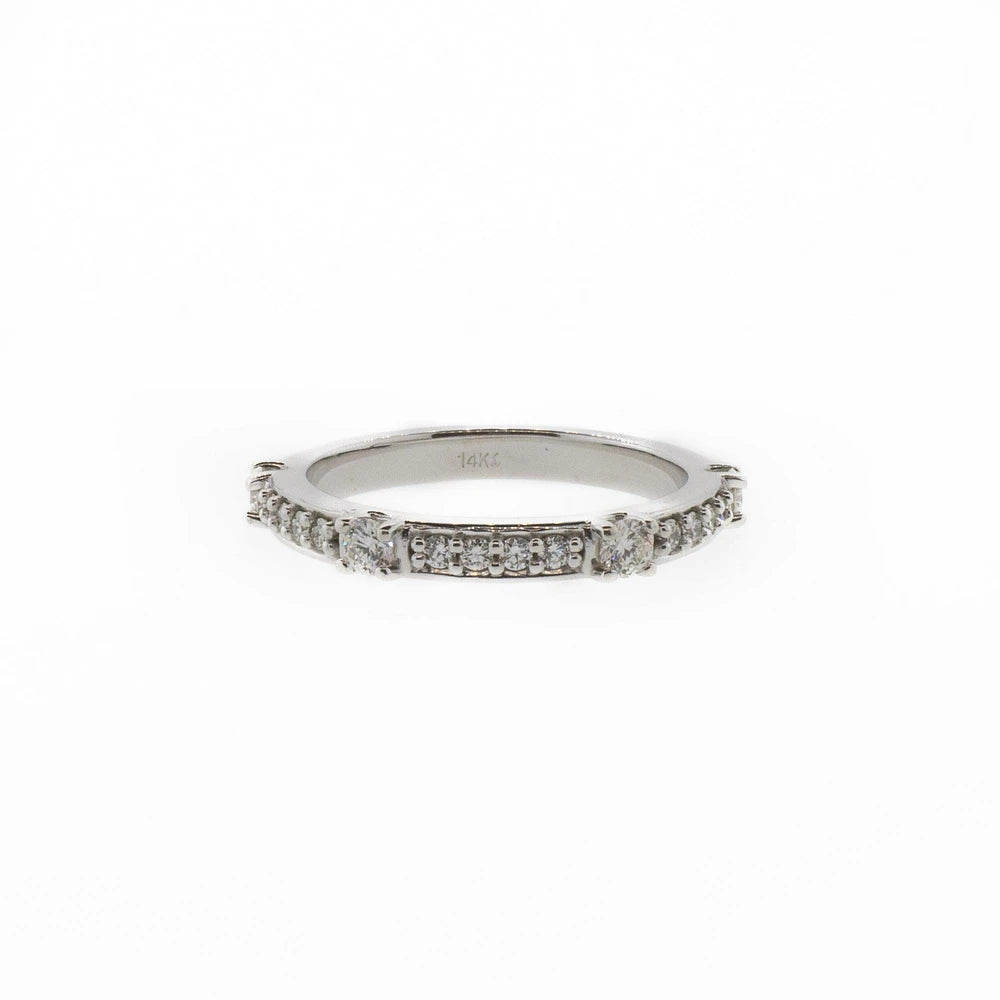 Unique 14K White Gold Diamond Stackable Band