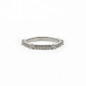 Unique 14K White Gold Diamond Stackable Band