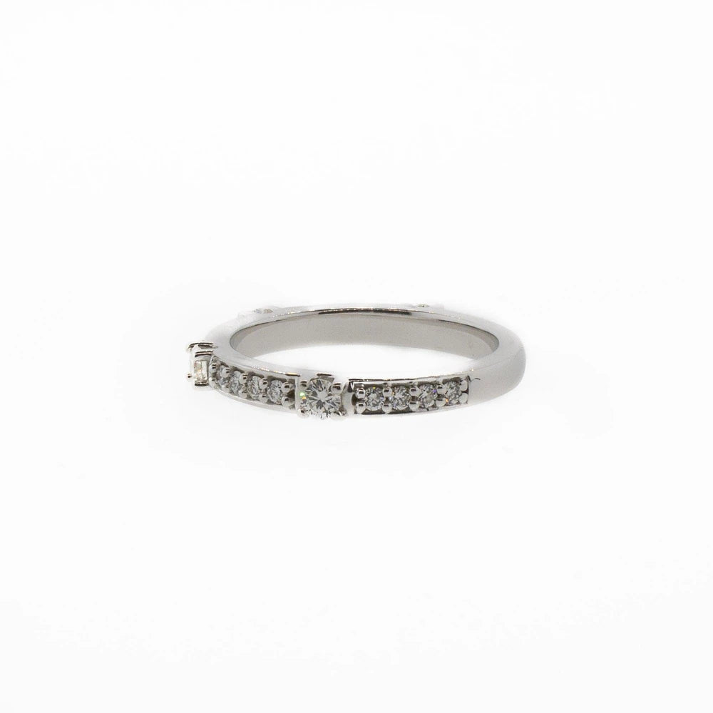 Unique 14K White Gold Diamond Stackable Band