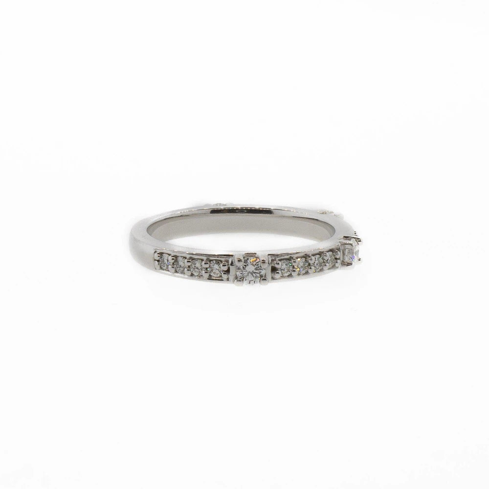 Unique 14K White Gold Diamond Stackable Band