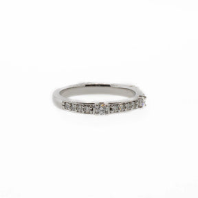 Unique 14K White Gold Diamond Stackable Band