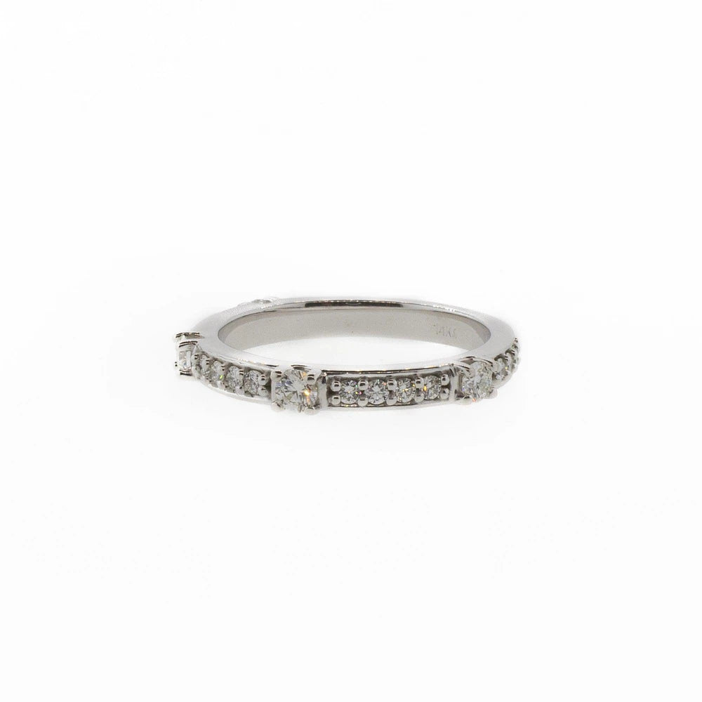 Unique 14K White Gold Diamond Stackable Band
