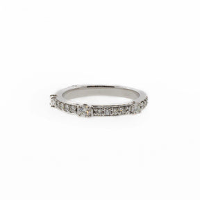 Unique 14K White Gold Diamond Stackable Band