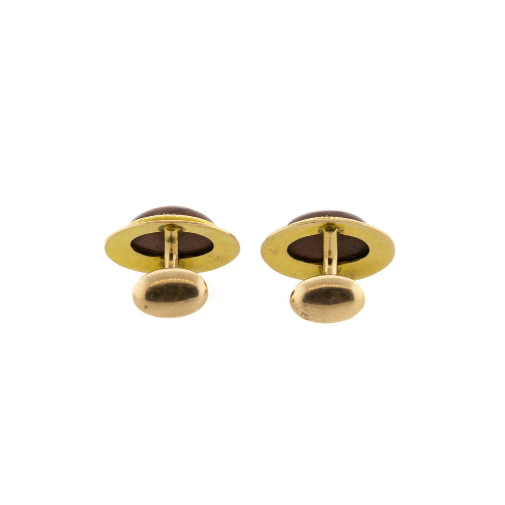 Victorian Cufflinks with Red Jasper and 10k Yellow Gold