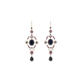 9K Yellow Gold Victorian Era Onyx & Pink Sapphire Earrings