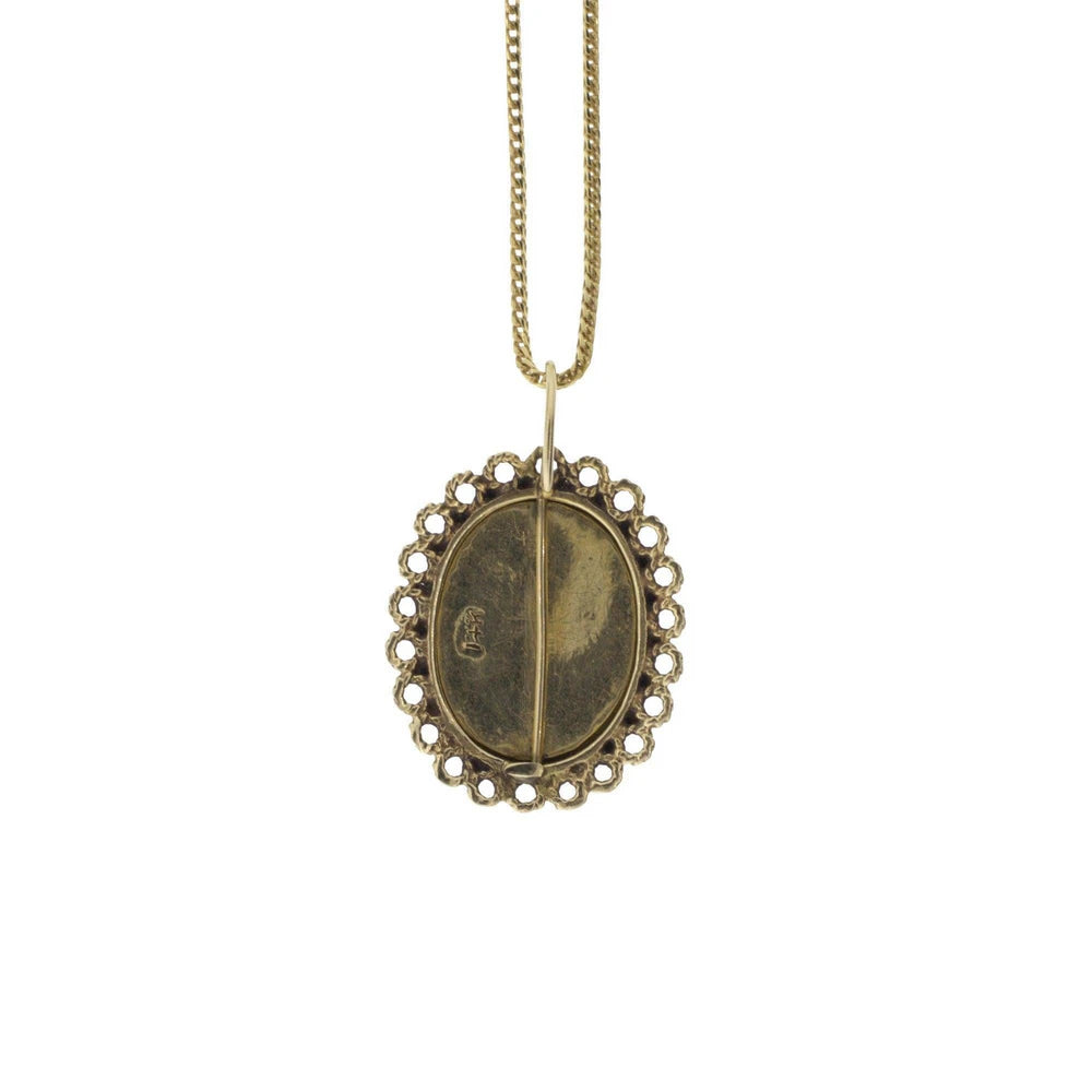 Victorian 14K Yellow Gold Pendant with Hand-Painted Portrait
