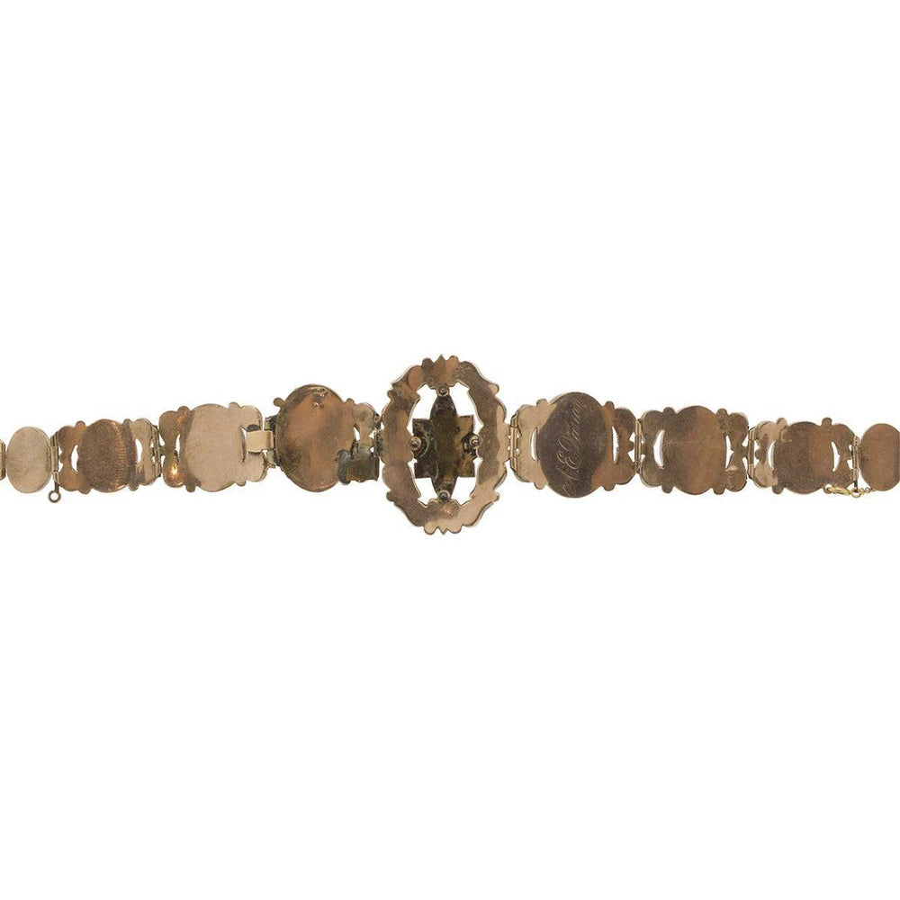 Victorian Onyx Link Bracelet Yellow Gold