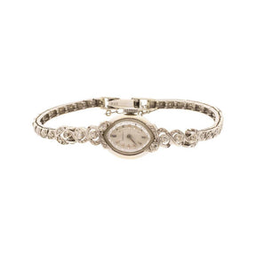 14K White Gold Mid-Century Ladies Diamond Croton Watch