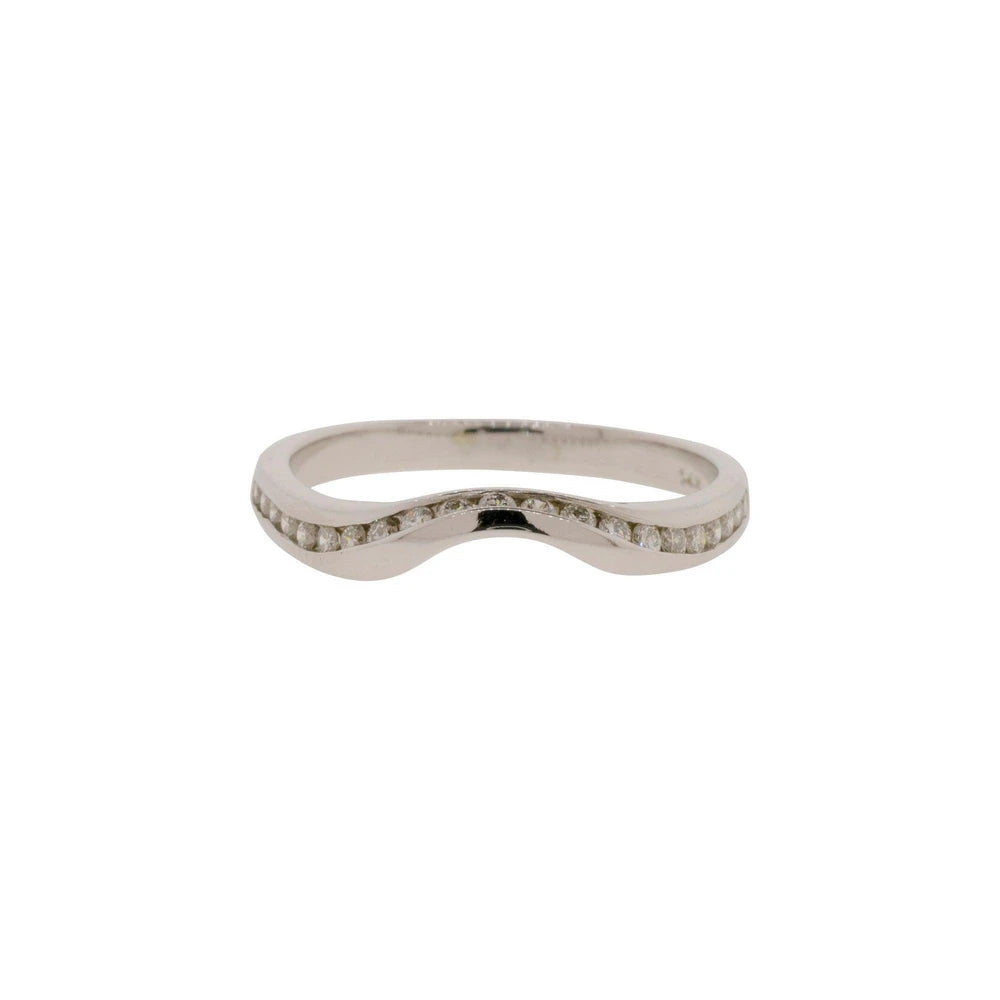 14k White Gold Twisted Contour Diamond Band
