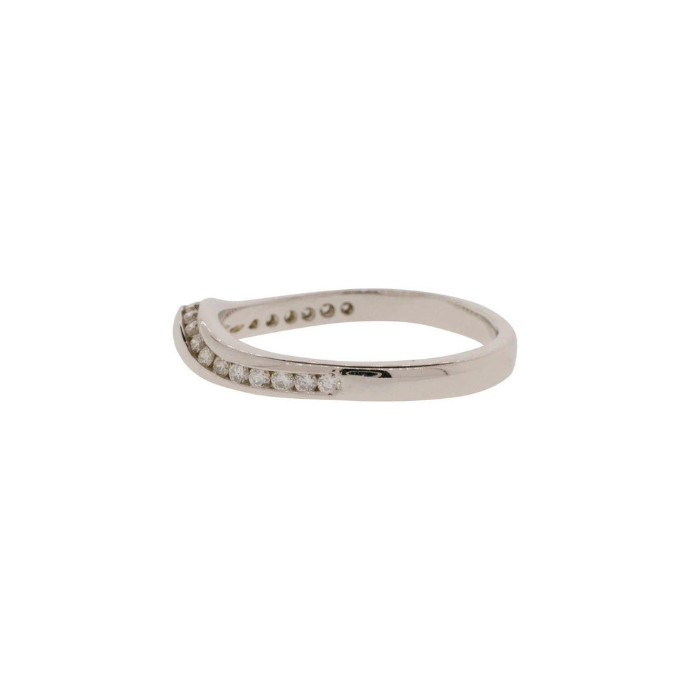 14k White Gold Twisted Contour Diamond Band