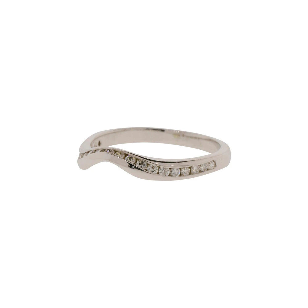 14k White Gold Twisted Contour Diamond Band