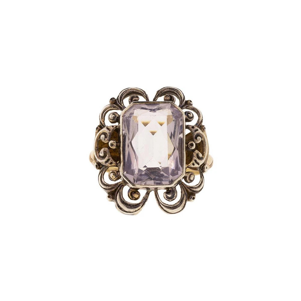 14K Yellow Gold Art Deco Amethyst Ring
