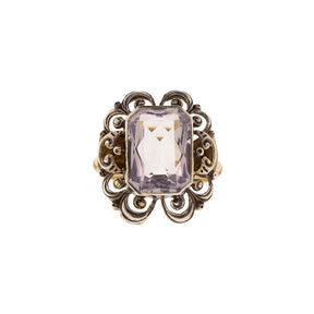 14K Yellow Gold Art Deco Amethyst Ring