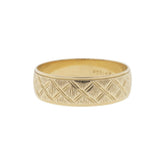 14k Yellow Gold Beveled Edge Etched Band