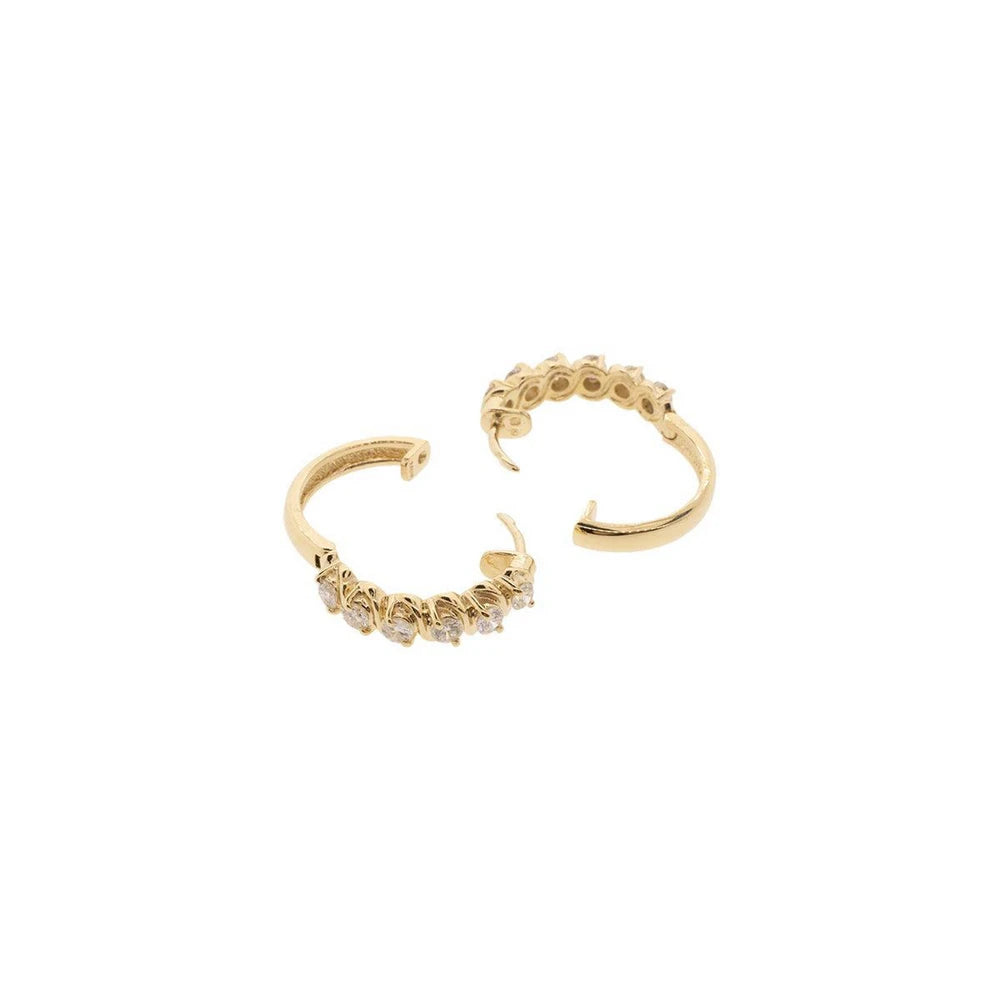 14K Yellow Gold 1.20ctw Diamond Hoop Earrings