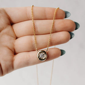 14K Yellow Gold 0.25ct Diamond Pendant Station Necklace