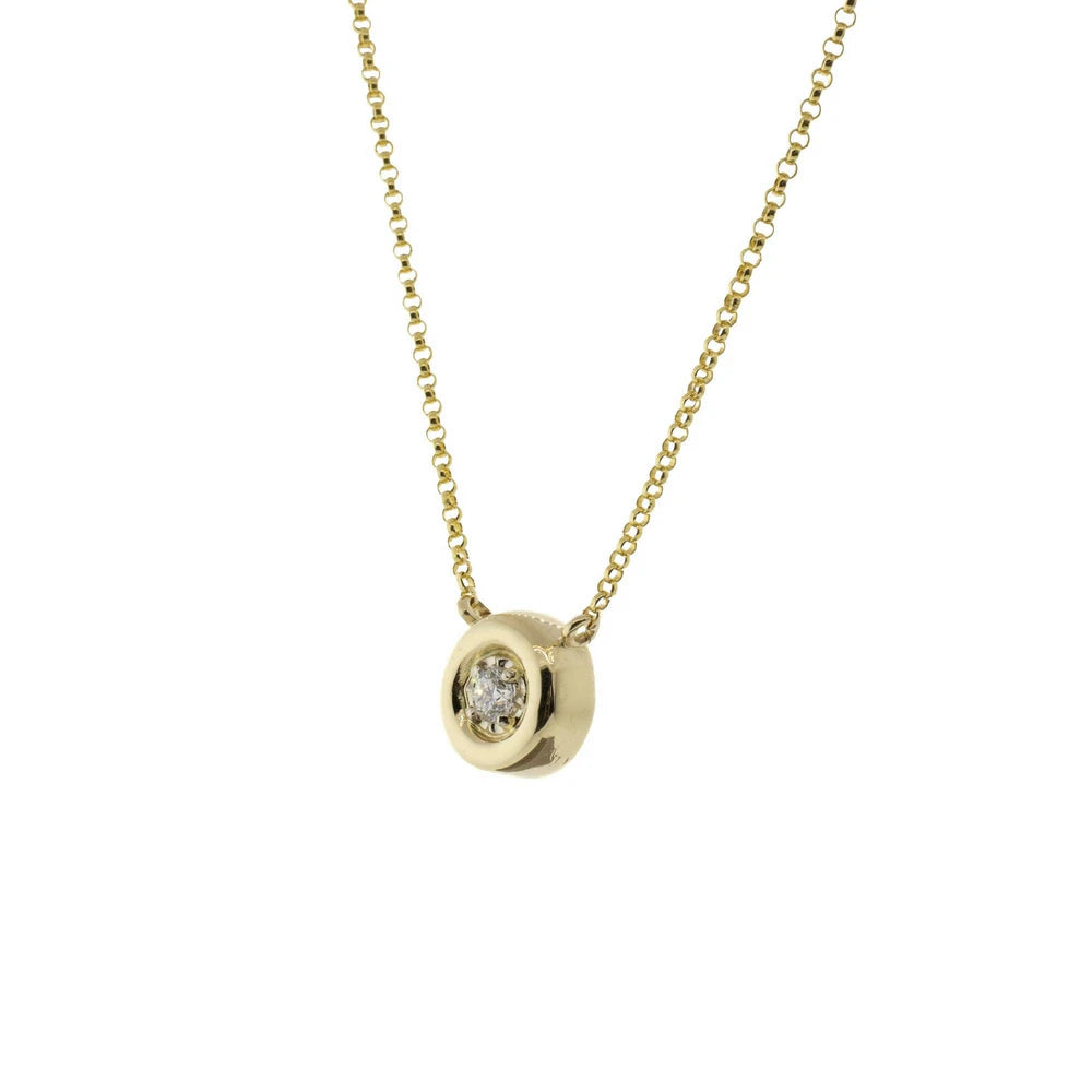 14K Yellow Gold 0.25ct Diamond Pendant Station Necklace