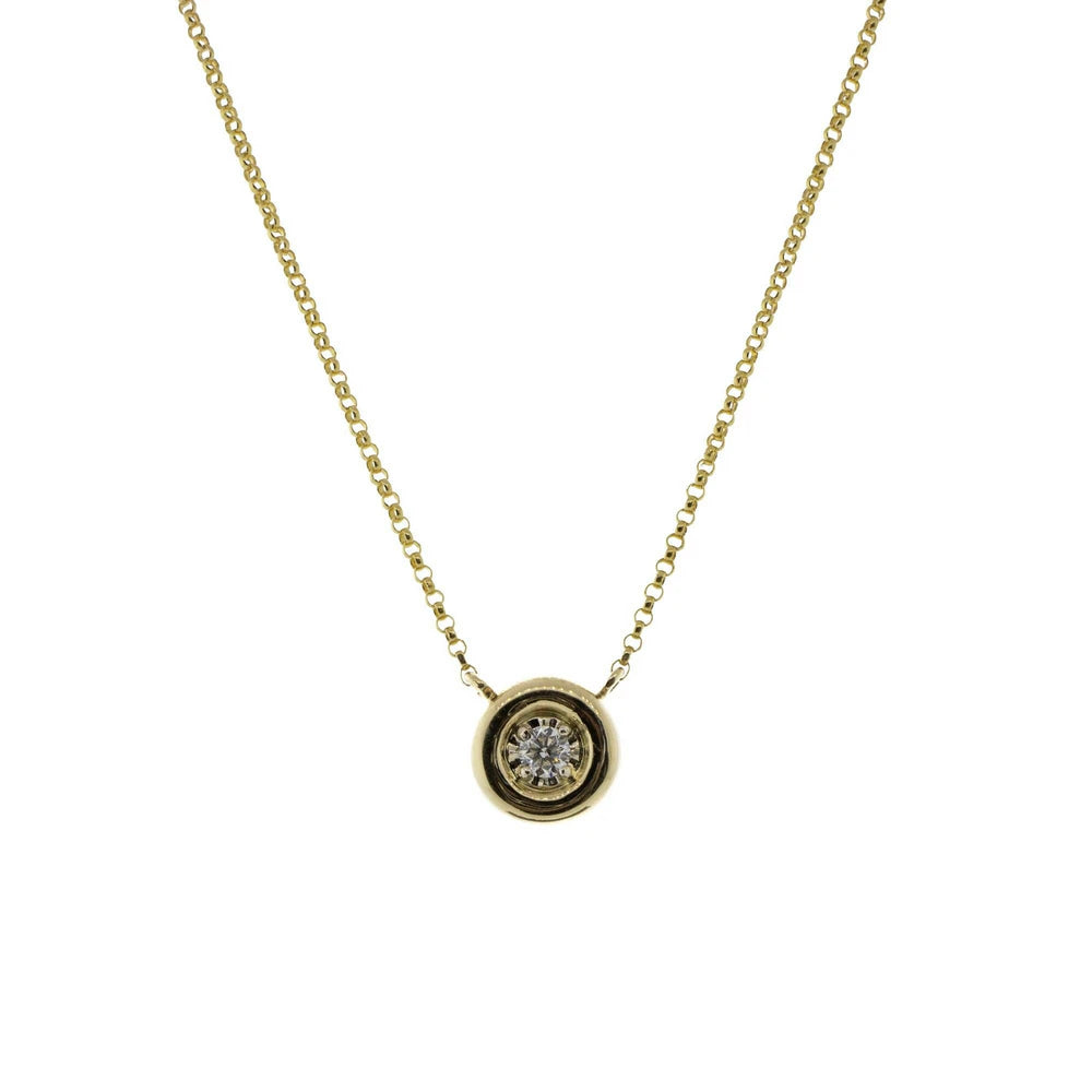 14K Yellow Gold 0.25ct Diamond Pendant Station Necklace