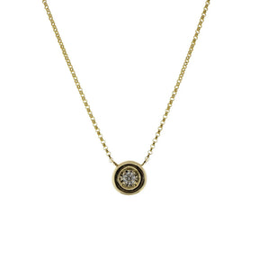 14K Yellow Gold 0.25ct Diamond Pendant Station Necklace