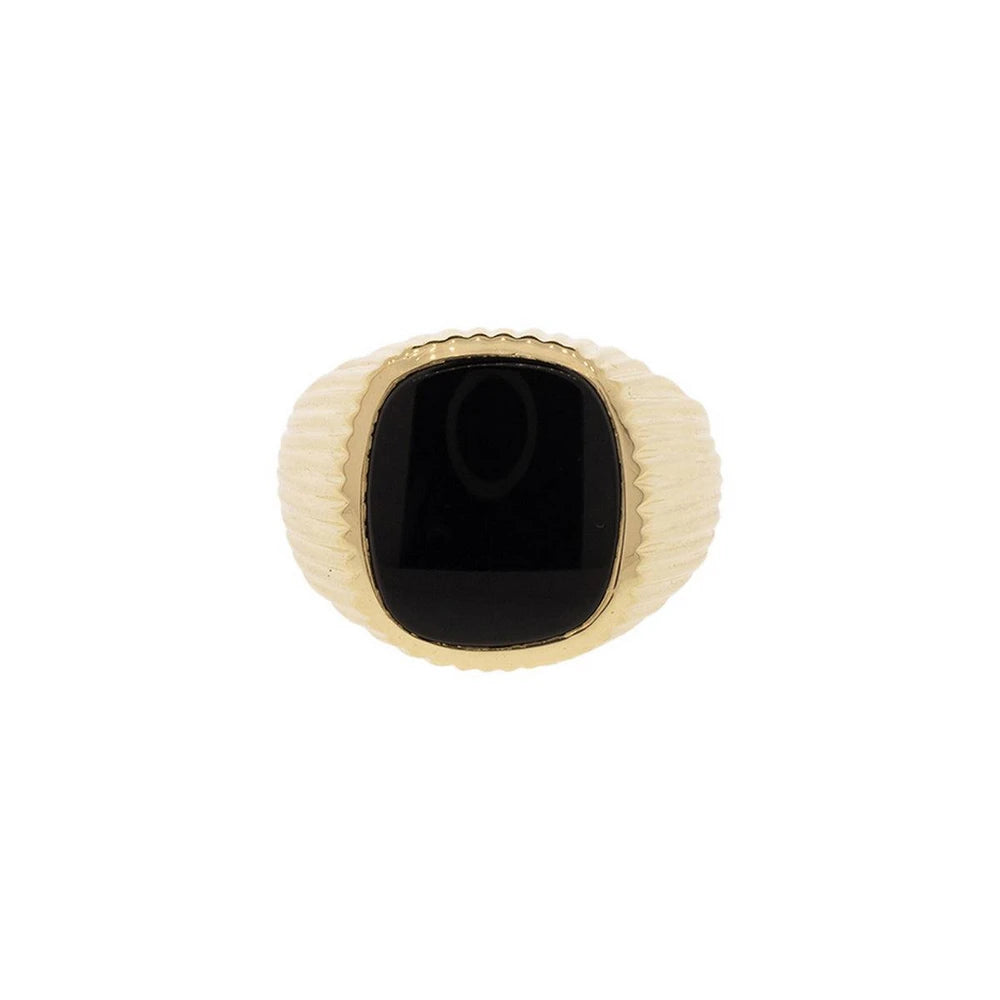 14K Yellow Gold Flat Top Onyx Ring
