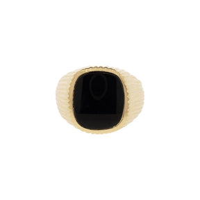 14K Yellow Gold Flat Top Onyx Ring