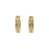 14K Yellow Gold Greek Key Hoop Earrings