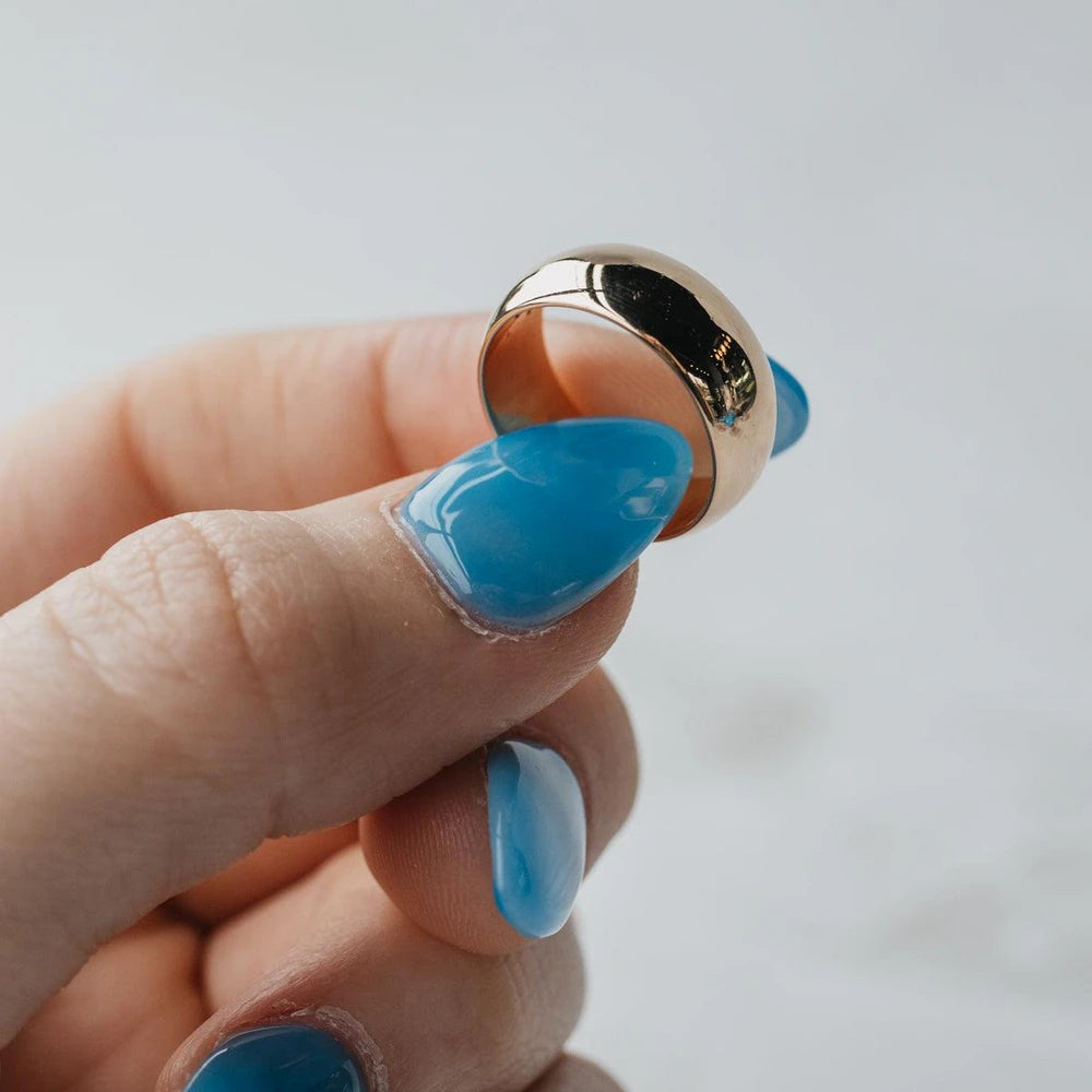 14k Yellow Gold Half Round Cigar Band