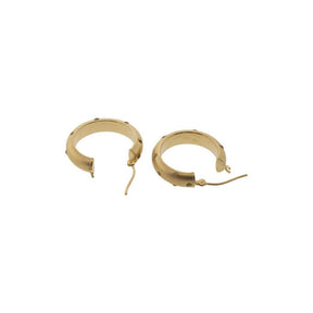 14K Yellow Gold Stippled Hollow Hoop Earrings