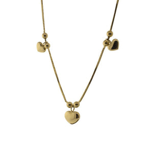 18K Yellow Gold Italian Station Heart Necklace