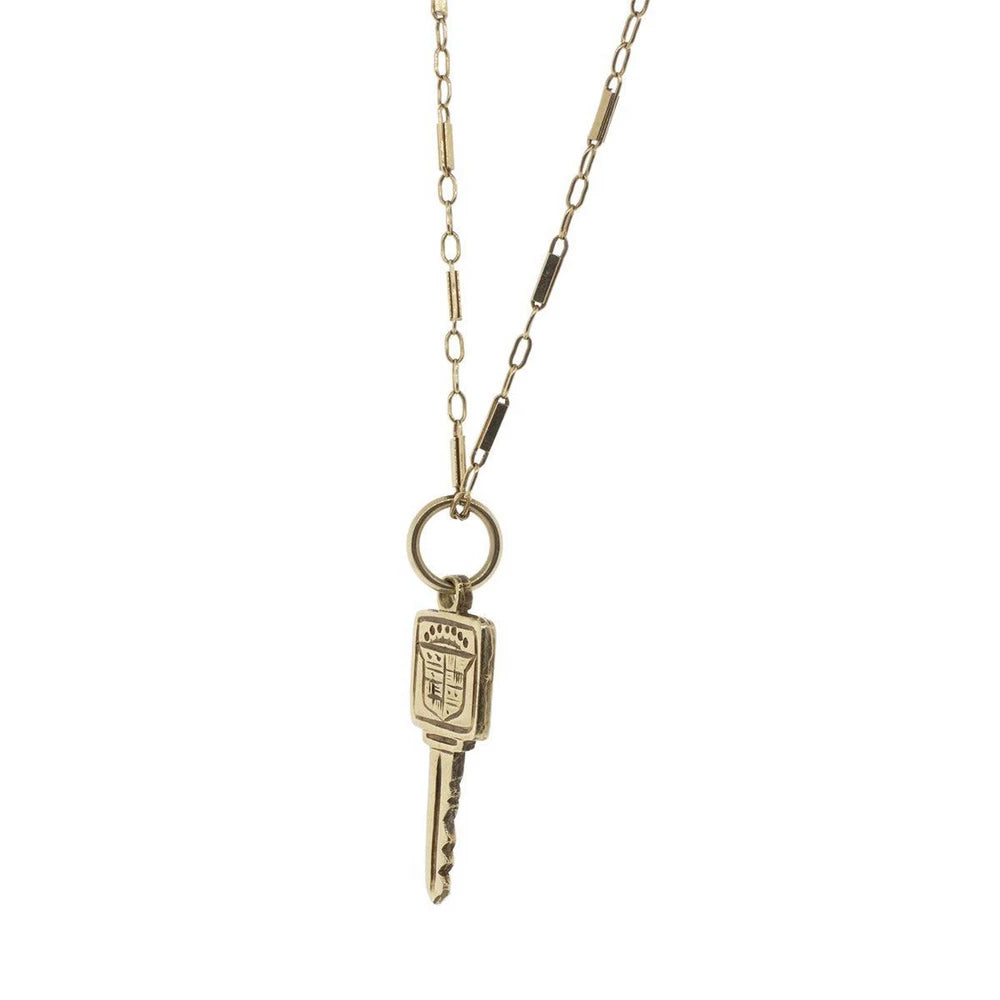 14K Yellow Gold Key Pendant Necklace