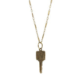 14K Yellow Gold Key Pendant Necklace