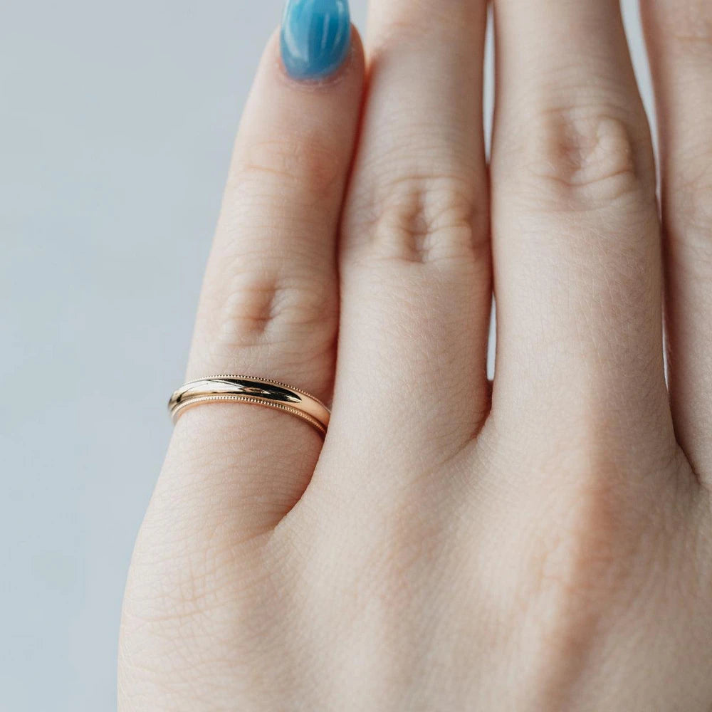 14K Yellow Gold 3mm Milgrain Wedding Band