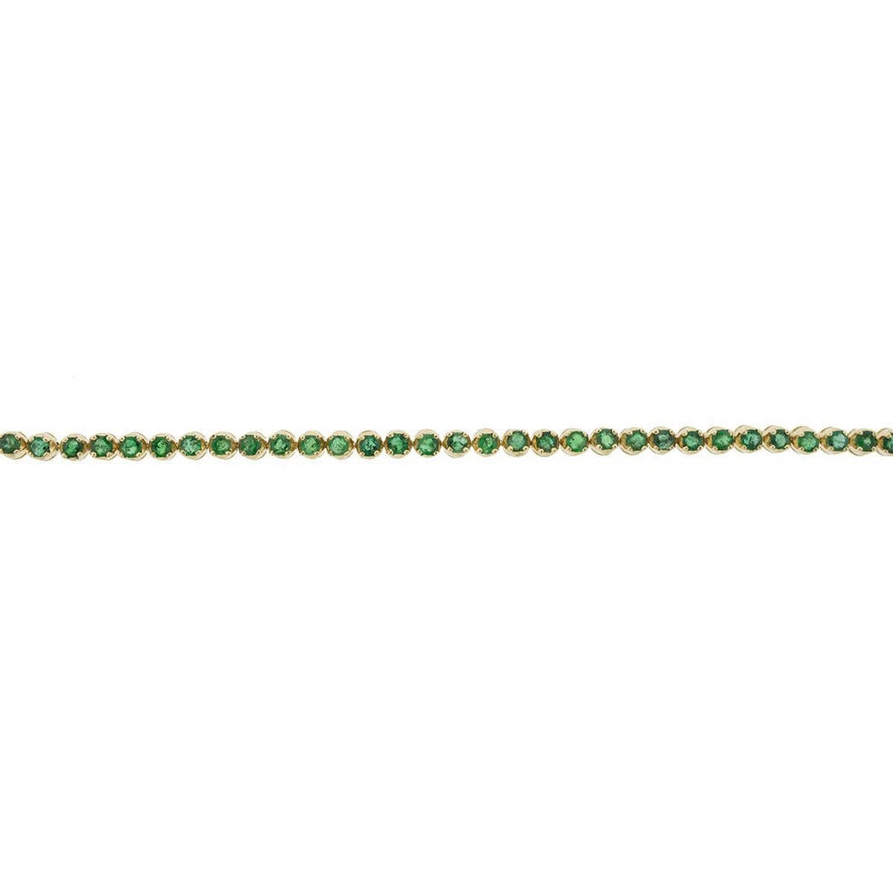 14K Yellow Gold Natural Emerald Tennis Bracelet